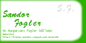 sandor fogler business card